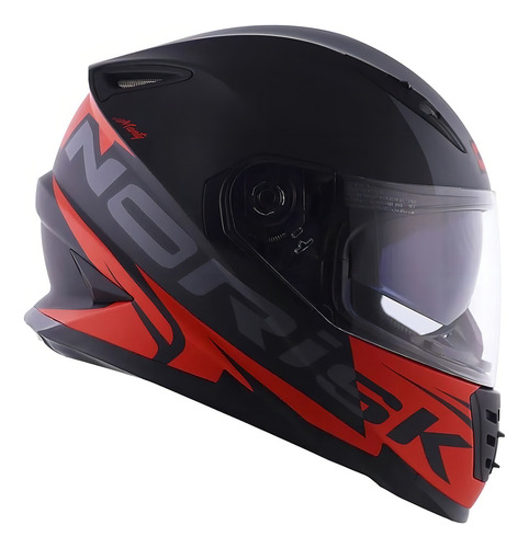 Capacete No Risk Ff302 Manty Preto Fosco / Vermelho