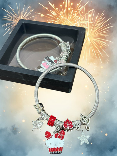 12 Recuerdo Pulsera Tipo Pandora Hello Kitty Brasalete 12pza