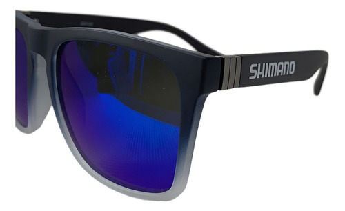 Óculos De Sol Shimano Abyss Azul Polarizado Armação Preta E Branca Lente Azul Polarizada