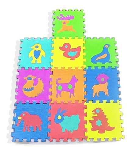 X10 Piso Goma Eva Puzzle Alfombra Colores 29x29cm Antigolpes