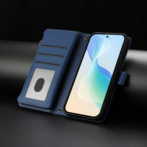 Funda Tipo Cartera De Piel Con Cierre De 9 Ranuras Para Huawei Nova Y70/y90, 6 Colores, Función Atril, Desmontable, Correa De Muñeca