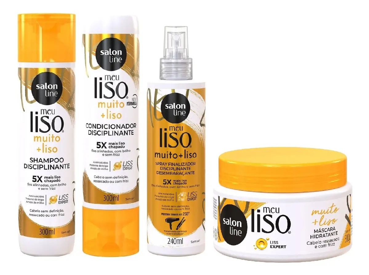 Salon Line Meu Liso Muito + Liso Kit Shamp+cond+spray+másc