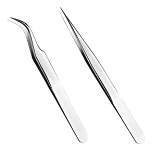 Set Pinza Curva + Pinza Recta Extensiones De Pestañas