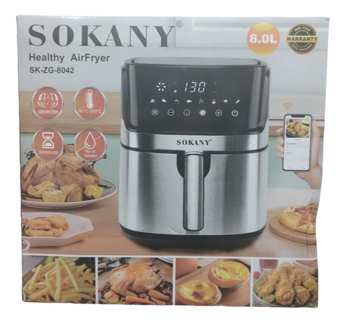 Freidora De Aire Sokany 8litr (1700w Pantalla Digital) Color Negro