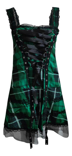 Vestido Feminino Com Estampa Xadrez Sem Mangas De Malha De R