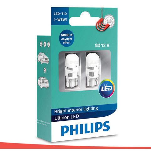 Imagem 2 de 6 de Lampada Philips Pingo Ultinon Led 6000k W5w T10 Super Branca