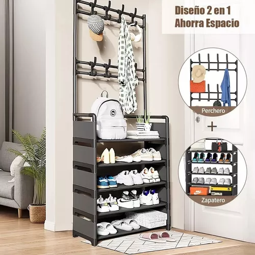 Organizador Zapatos Tipo Closet Zapatero 6 Percheros 5 Estantes Blanco