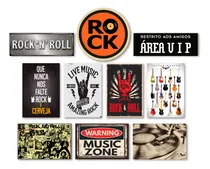 Comprar Kit 10 Placas Decorativas Música Rock Guitarras Bandas