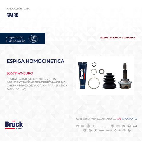 Espiga Spark 14-17 Transmisión Automática Derecha Lado Rueda