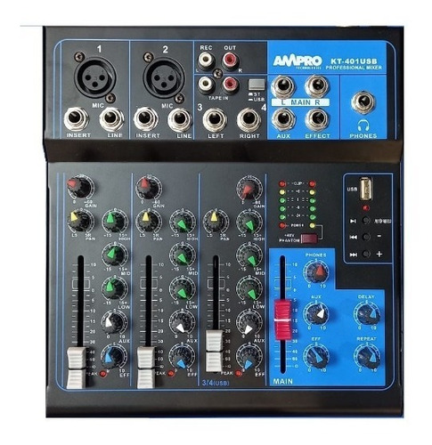 Consola Mixer 4 Canales Profesional Con Phantom Efectos Usb