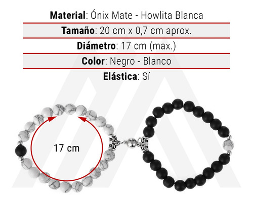 Imagen 7 de 10 de Pulsera Para Parejas Con Imán Piedras Naturales Charms