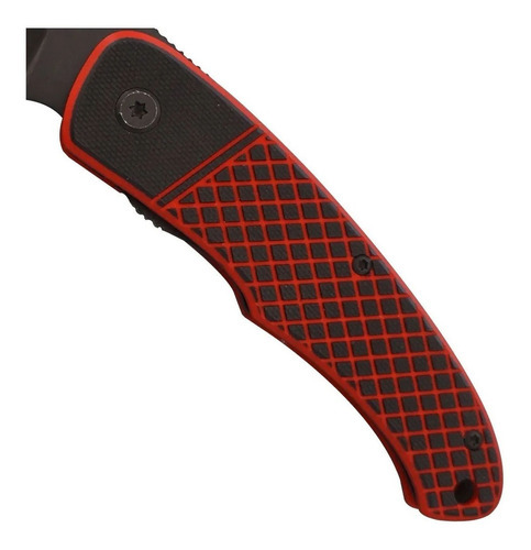 Navaja Plegable Tactica Acero Inoxidable 420 Bison Xhp-348 Color Negro Con Rojo