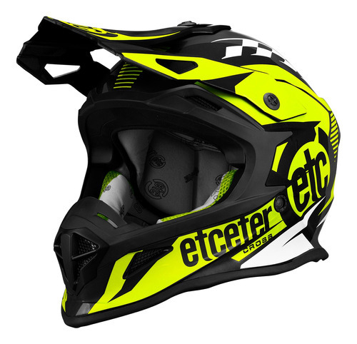 Capacete Motocross Etceter Fast Brilhante Cor Amarelo Tamanho do capacete 56