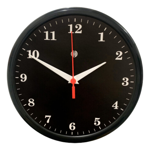 Relógio De Parede Sala Cozinha Redondo Clássicos 24,5cm Estrutura Preto Fundo Preto