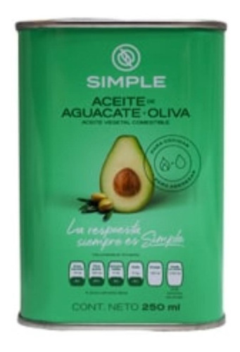 Aceite Aguacate Y Oliva Simple 250 Ml