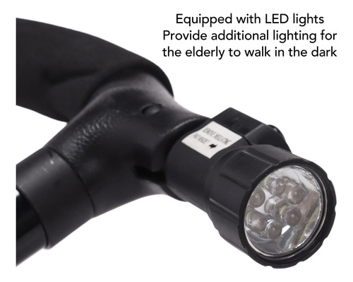 Bastón Plegable Ajustable Con Luz Led Y 4 Puntos De Apoyo
