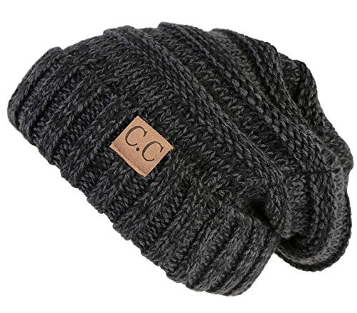 H-6100-6206 Slouchy Gran Tamaño Beanie - Negro Onyx.