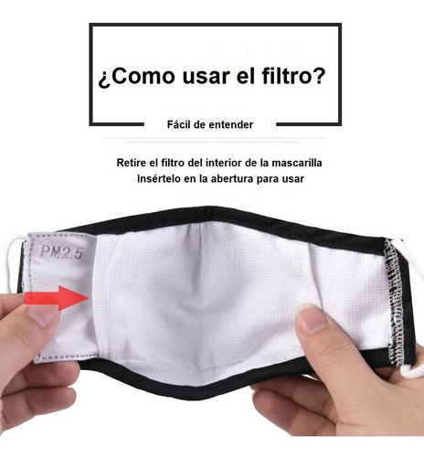 Mascarilla Lavable Y Reutilizable Con 5 Filtros Pm2.5 Cert.