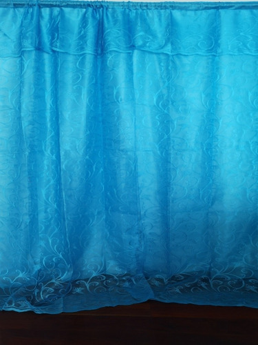 Cortinas Encaje Doble Hoja 2m Alto X2.50m Ancho Color Azul Turquesa