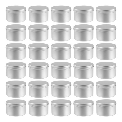 Jeuihau 30 Latas De Velas Plateadas, Latas Redondas De Metal