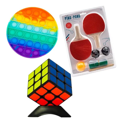 comprar Paq Antiestrés Incluye 1 Cubo 3x3, 1 Push Pop, 1 Pingpong