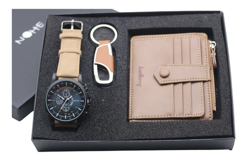 Set Reloj Hombre, Tarjetero Y Llavero, Estuche 