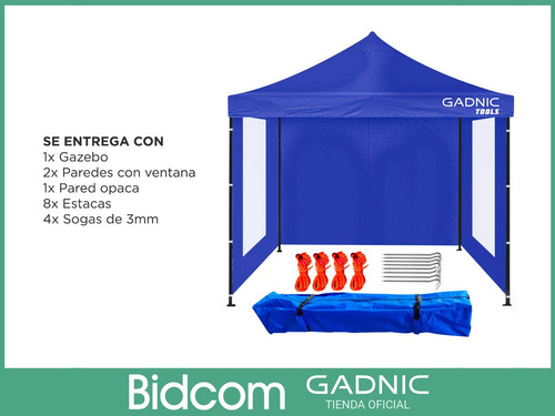 Imagen 8 de 10 de Gazebo 3x3 Plegable Portatil + Bolso Transporte Y Estacas