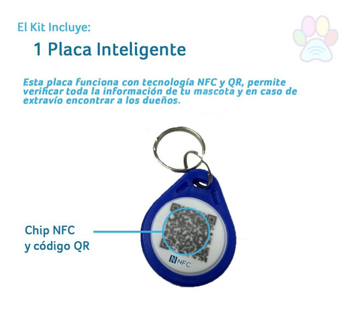 Imagen 2 de 6 de Smart Tag/placa Inteligente Qr Y Nfc Para Mascotas (1 Placa)