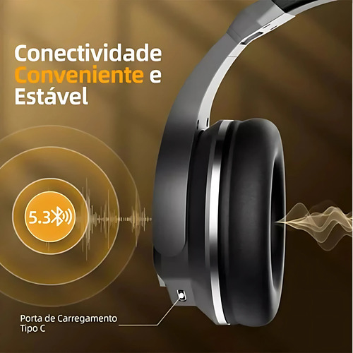 Fone De Ouvido Azul Sem Fio Redução De Ruídos C Modo Caixa De Som