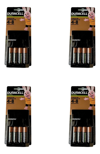 4 Cargadores Duracell C/4 Pilas Recargables Aa De 2500mah Cu