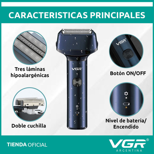 Repuesto Cuchilla Afeitadora Eléctrica Vgr V-370 Patillera Color Verde