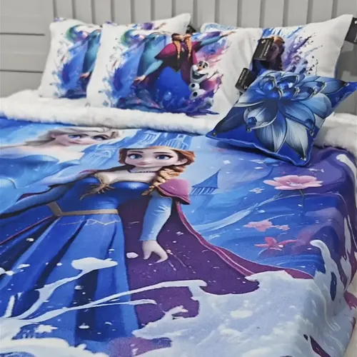 Cobertor Soft E Pele De Carneiro Frozen 260x260cm Casal King