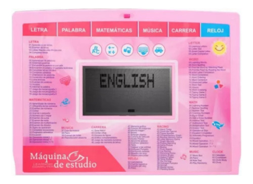 Computadora Didactica Infantil De Juguete Laptop Para Niños Color Rosa Pálido
