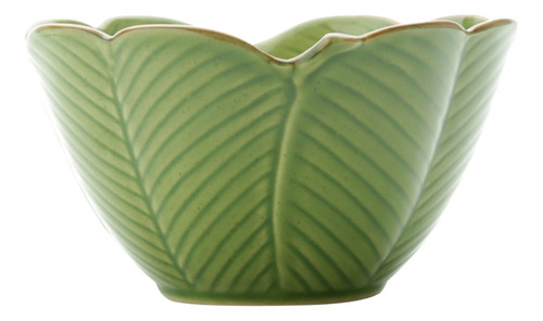 Imagem 1 de 6 de Centro De Mesa Decorativo De Ceramica Banana Leaf Verde