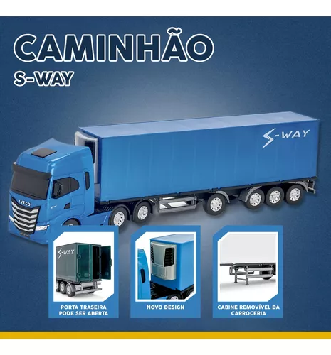 Caminhão Brinquedo Carreta Báu Iveco Hi Way Miniatura Usual - R$ 63,5