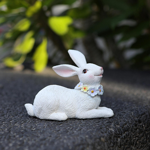 2 Piezas Estatuas De Conejo De Pascua Figuritas De Conejo De