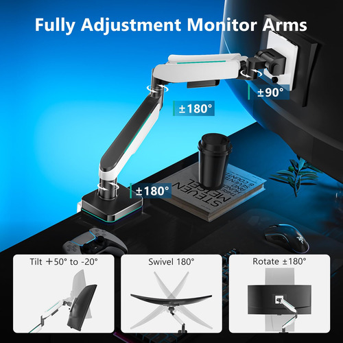 Brazo De Monitor Wali Heavy Duty Para Pantallas De Hasta 49