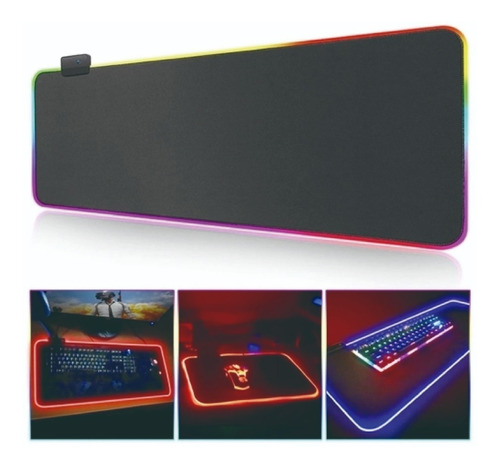 Mousepad Xl Gamer Rgb - Led Usb 80x30 Cm Negro /madidino Imp