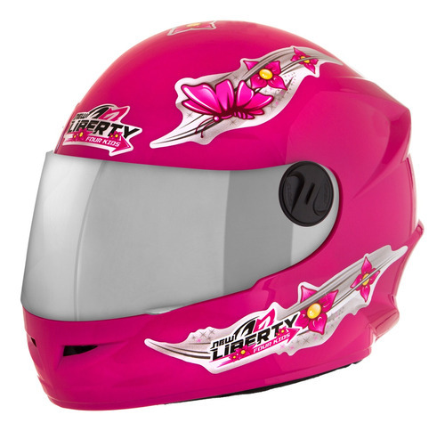 Capacete Pro Tork Moto Four Kids Girls Viseira Espelhada Cor Rosa Tamanho do capacete 54
