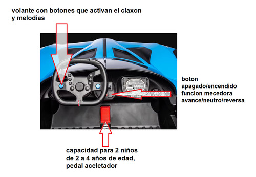 Montable Electrico Para 2 Niños Modelo Bugatti