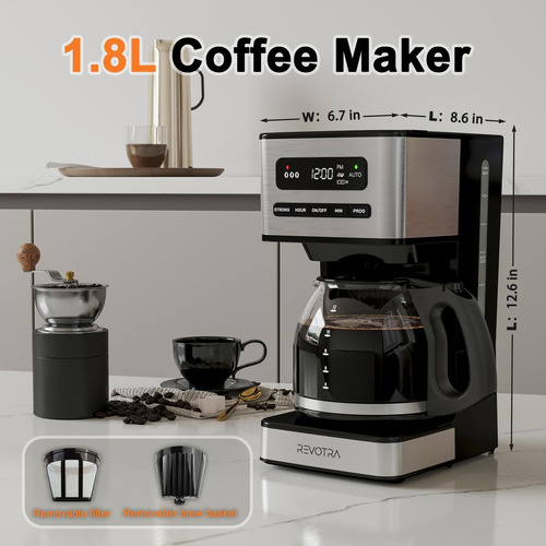 Cafetera Programable De 12 Copa Revotra, Máquina De Café De