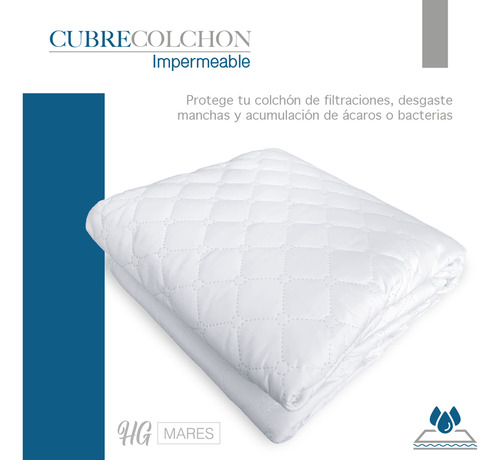 Protector Cubre Colchón Individual Impermeable Blancos Mares