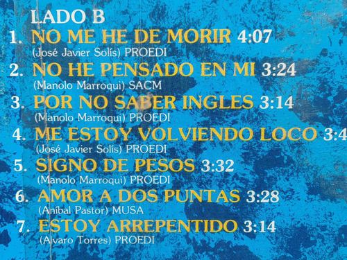 José Javier Solis. Sus 15 Grandes Exitos. Disco Lp Im (Usado)