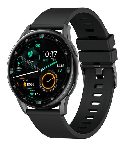 Smartwatch Kieslect K10 1.32" caja 45.7mm de metal negra, malla negra de silicona