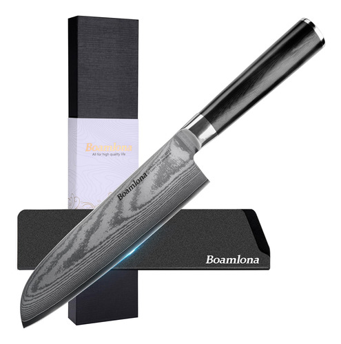 Boamlona Santoku Knife 7 Inch Damascus Japanese Vg10 Steel