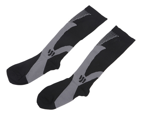 Calcetines De Compresión, 1 Par, Negros, Deportivos Largos,