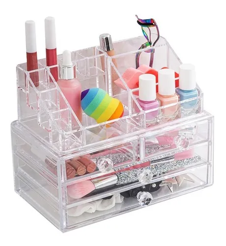 Organizador de Maquillaje con Espejo y Cajones de Acrílico