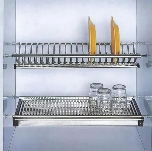 Escurreplatos para mueble de cocina con bandeja inox acabado 90 cm