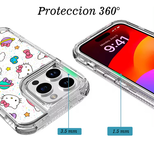 Funda Uso Rudo Tricapa Para Iphone (todos) Hello Kity Hello Kity Iphone 16 E