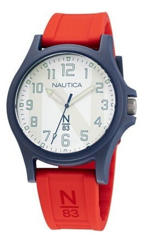 Reloj Nautica Napjss119 40 Mm Original Inotech Color De La Correa Rojo Color Del Bisel Azul Color Del Fondo Blanco
